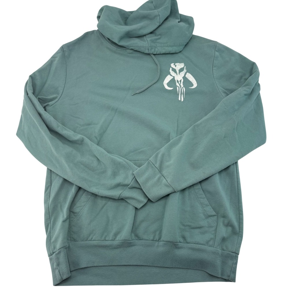 Star Wars Mandalorian Bounty Hunter Grogu Hoodie Teal Green Mens Medium